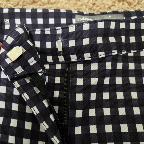 Callaway Opti Dri Golf Shorts 6 Plaid Check Black White Bermuda Chino Preppy - Picture 5 of 6